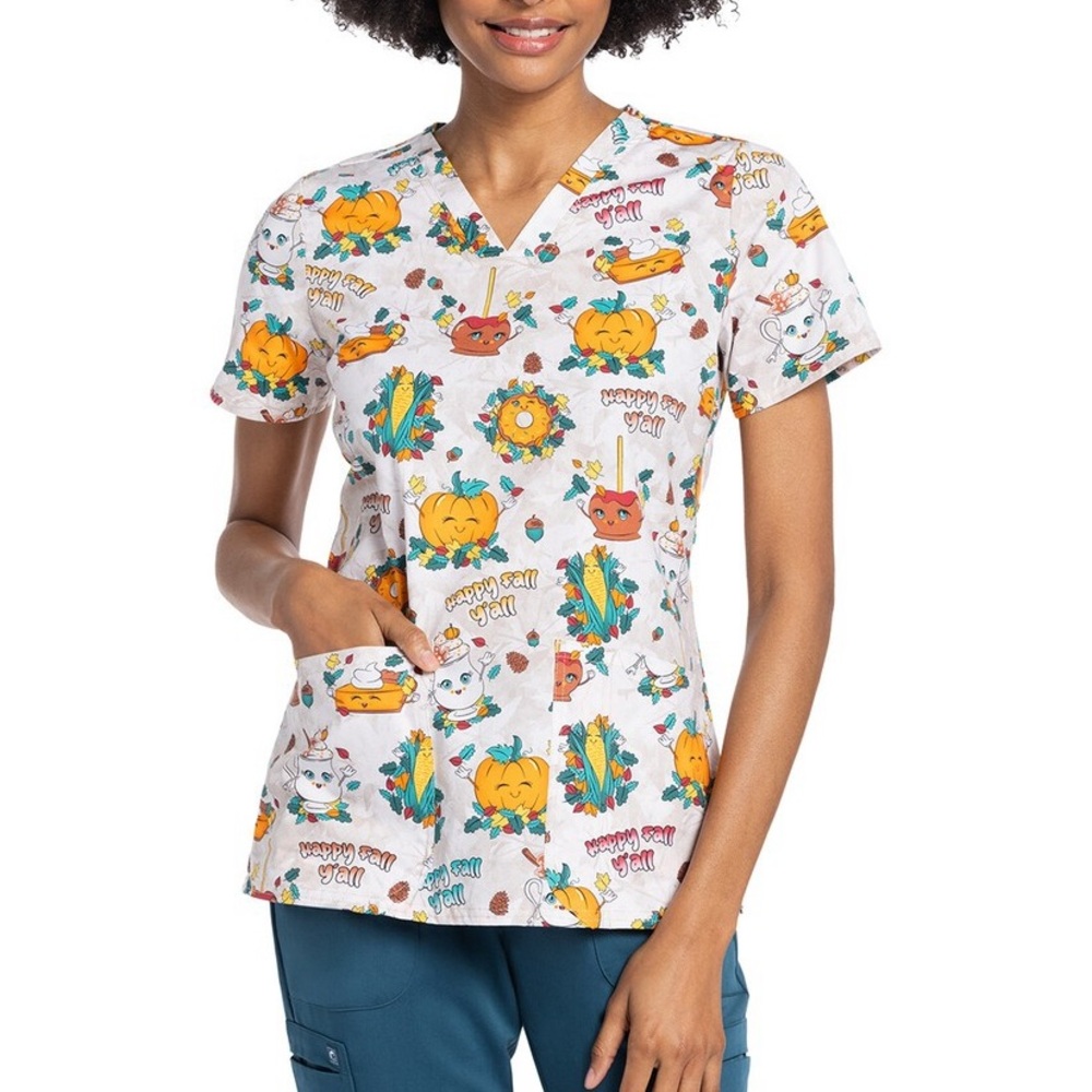 Cherokee Women's V-Neck fall scrub top size L